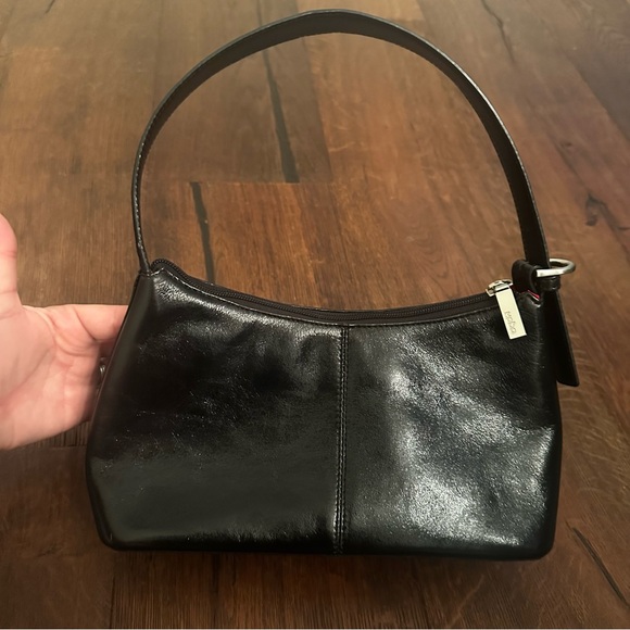 Elegant Black Leather Handbag Vintage Hobo International Y2K - Picture 5 of 14